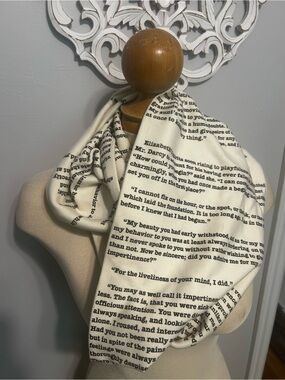 Storiart Cream and Black infinty Scarf - Jane Austen Pride and Prejudice